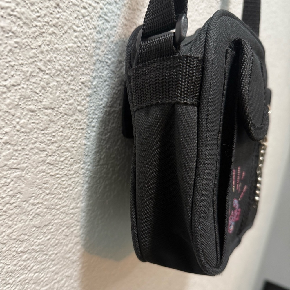 VTG 90s Y2K Mudd Black Messenger Bag Crossbody Canvas Pockets School Goth - Picture 4 of 10